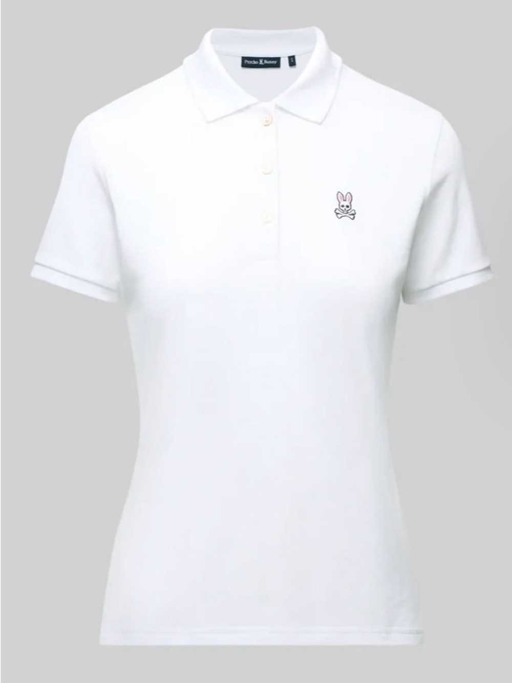 Psycho Bunny Women's White Short Sleeve Polo with Embroidered Bunny